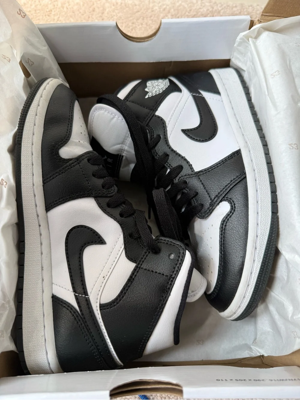 Nike Air Jordan 1 Women’s Mid-Top Sneakers - Black/White - Worn once